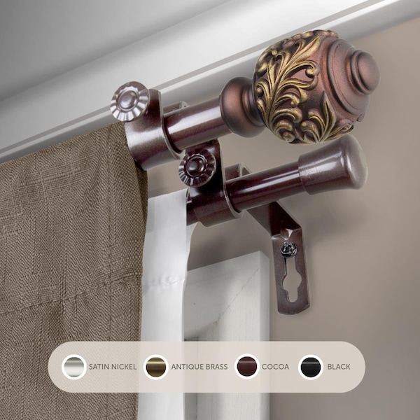 Kd 0.625 in. Aria Double Curtain Rod with 84 to 120 in. Extension, Cocoa KD3719135 - main